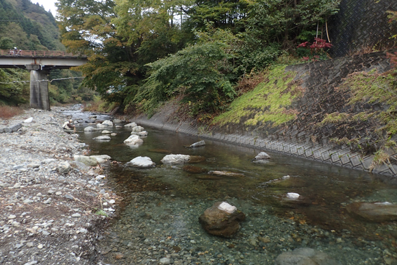 山梨県の小菅川冬季ニジマス釣り場